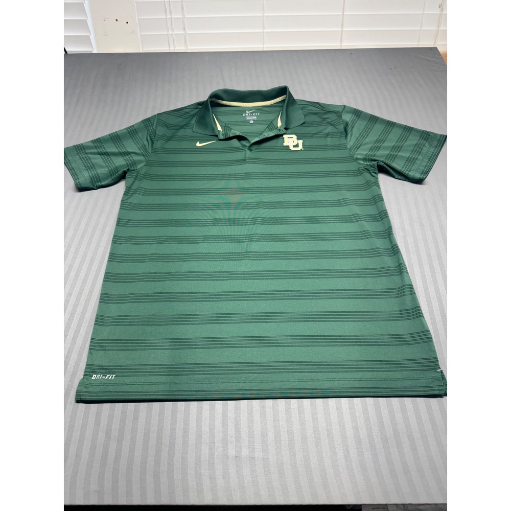 Nike Dri-FIT Baylor Bears Polo Shirt Mens XL Green NCAA BU Golf Short Sleeve